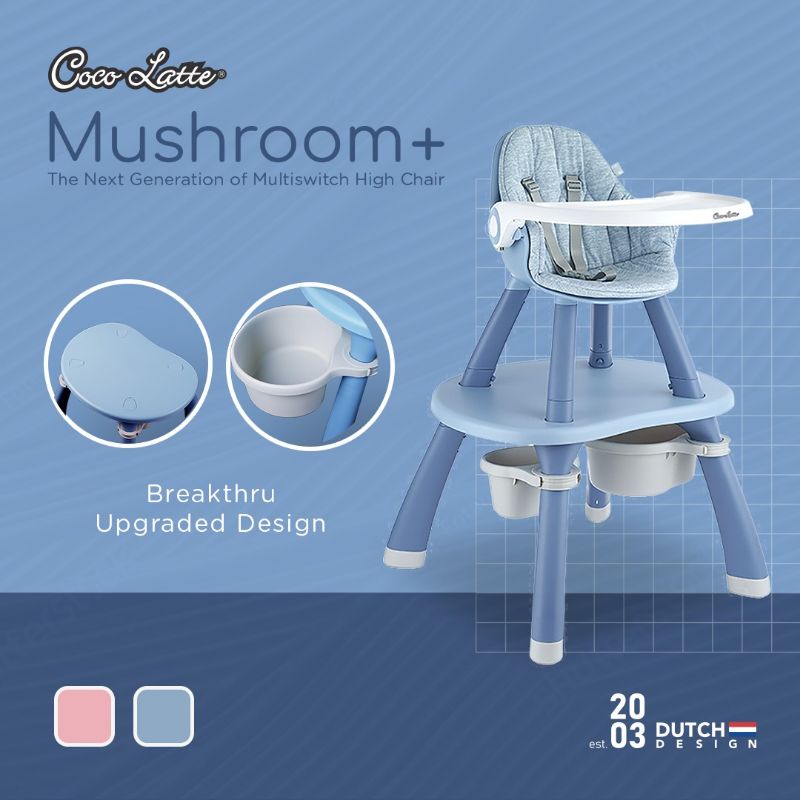 Cocolatte Highchair 3IN1 CL - UR 2312 Mushroom + / Kursi Makan Bayi &amp; Meja Belajar Anak / High Chair