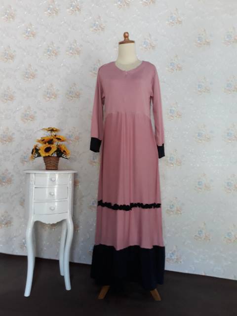 Gamis jersey rempel Aura.BUSUI (Jersey lemonskin/kwalitas terbaik)