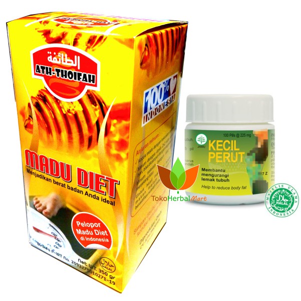 PAKET MURAH OBAT DIET PENGECIL PERUT BUNCIT PRIA WANITA : MADU DIET ATHOIFAH & PIL KECIL PERUT BOROB