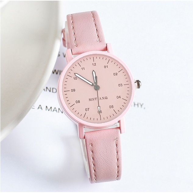 MURMURE.ID | JAM TANGAN ANALOG PRIA WANITA MODEL BULAT MINI BAHAN IMITASI IMPORT MURAH FW002-JAM PINK