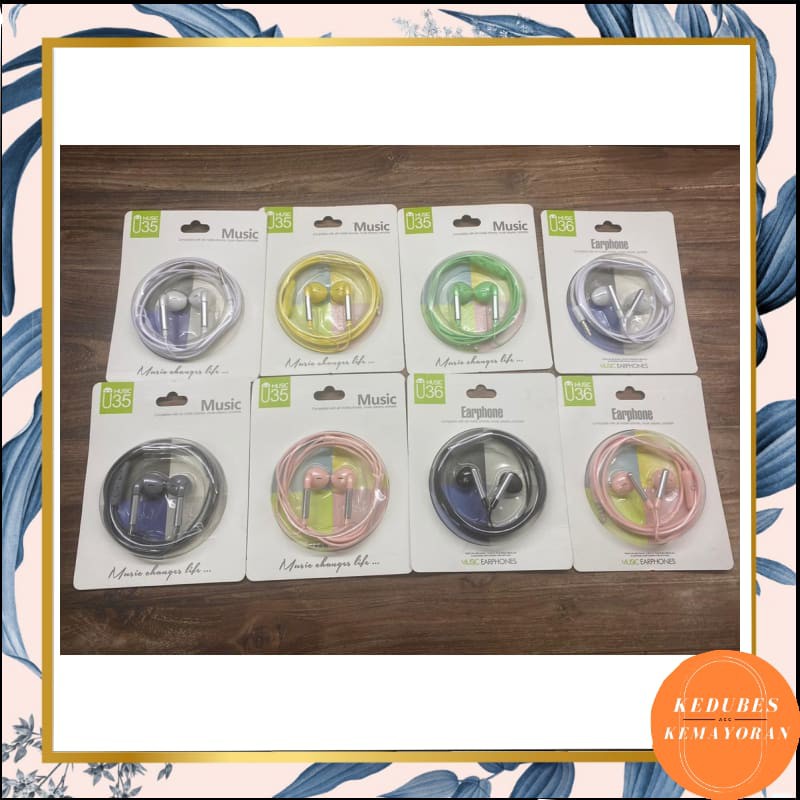 HEADSET / HANDSFREE U35 MACARON / MACARON MATE COLOR HIFI EXTRA BASS HEADSET KABEL [KK]