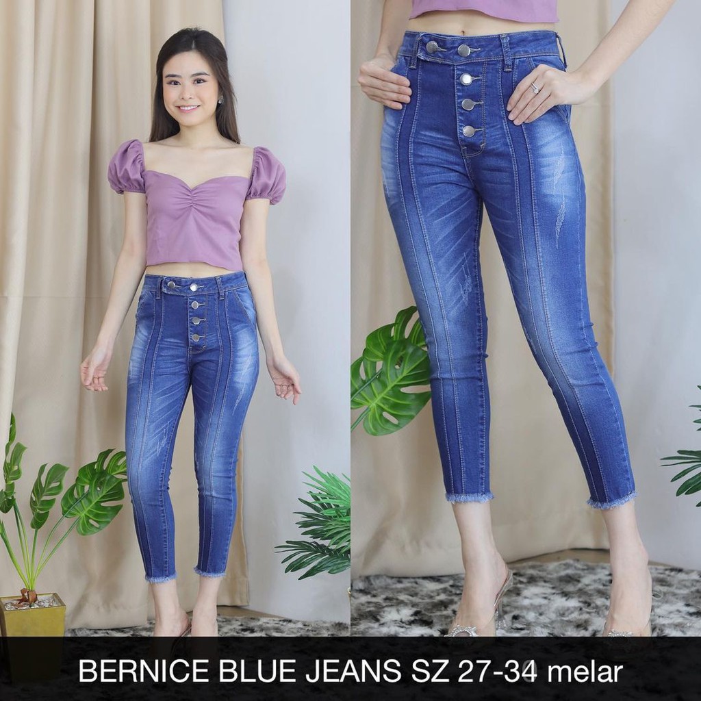 CELANA JEANS COKLAT WANITA BERNICE JEANS KANCING BANYAK