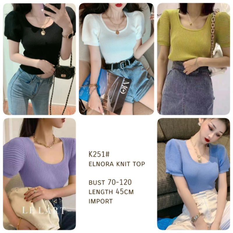 MDLV ~ K251# Elnora Knit Top Atasan Blouse Rajut Polos Korea Look Fashion Import