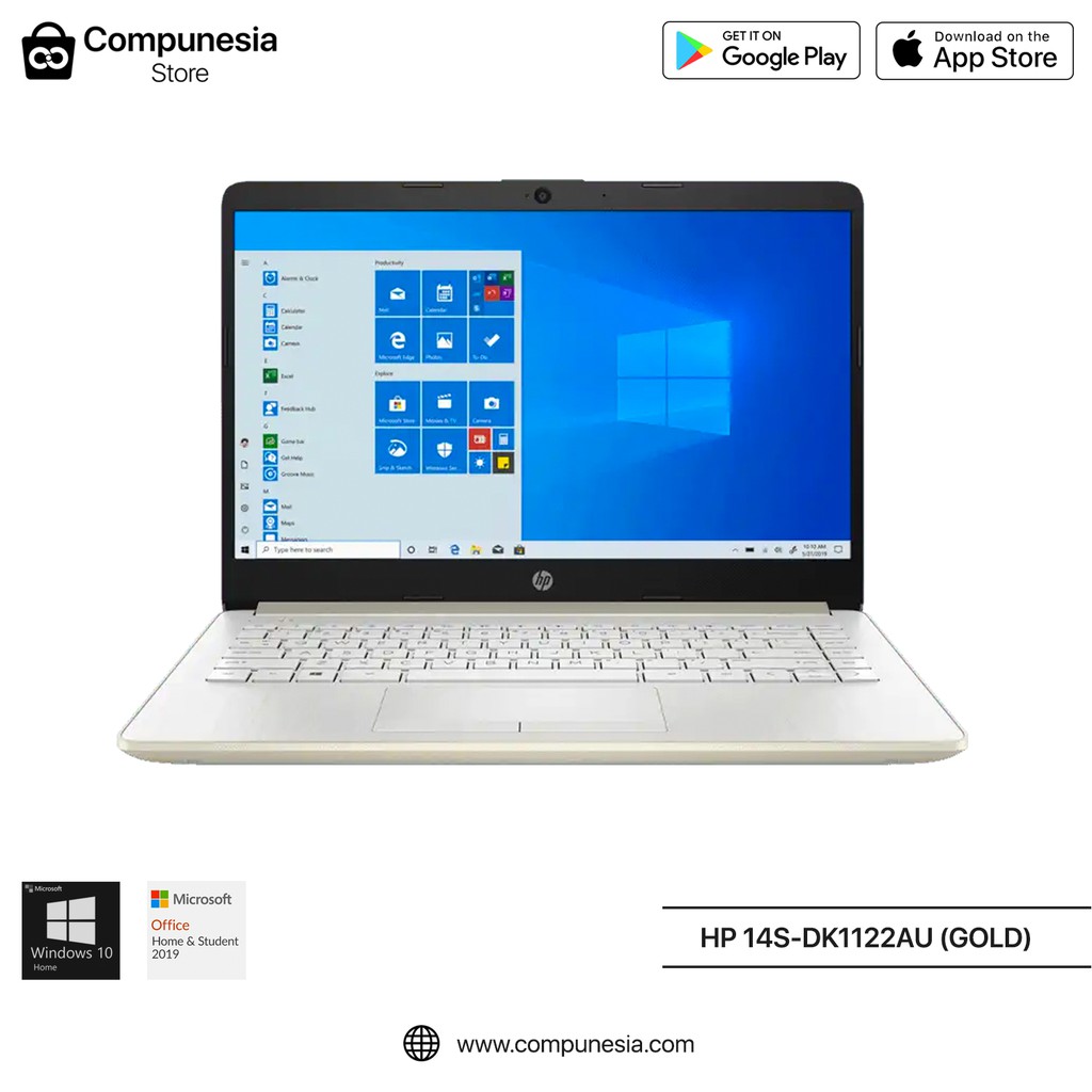 HP 14S DK1123AU (GOLD) AMD ATHLON GOLD 3150U RAM 4GB SSD 512GB WINDOWS OFFICE