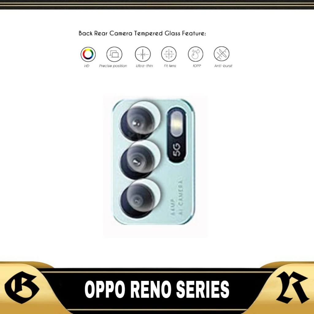 Tempered Glass Camera OPPO Reno 6 4G, Reno 4,Reno 5, Reno 6 Pro 5G,  Full Lem Pelindung Camera Belak