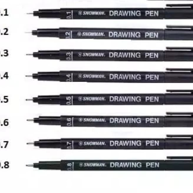 

Pendrawing- Enc - Drawing Pen Snowman 700 0.1 0.2 0.3 0.4 0.5 0.6 0.7 0.8 Per Pcs - Tidak Bubblewra,