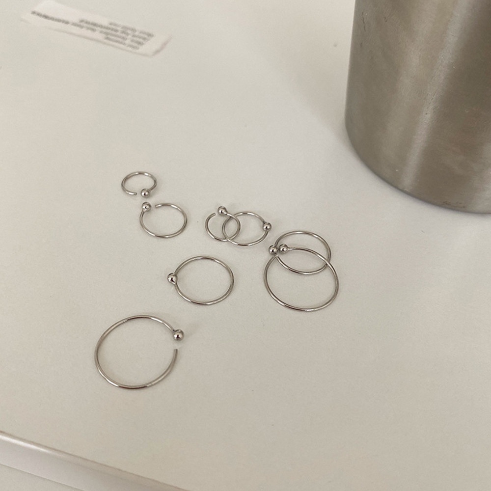 【COD Tangding】6/8/10mm New Tide Ear Bone Ring Silver Color Korea Fashion Accessories Jewelry 1 pair