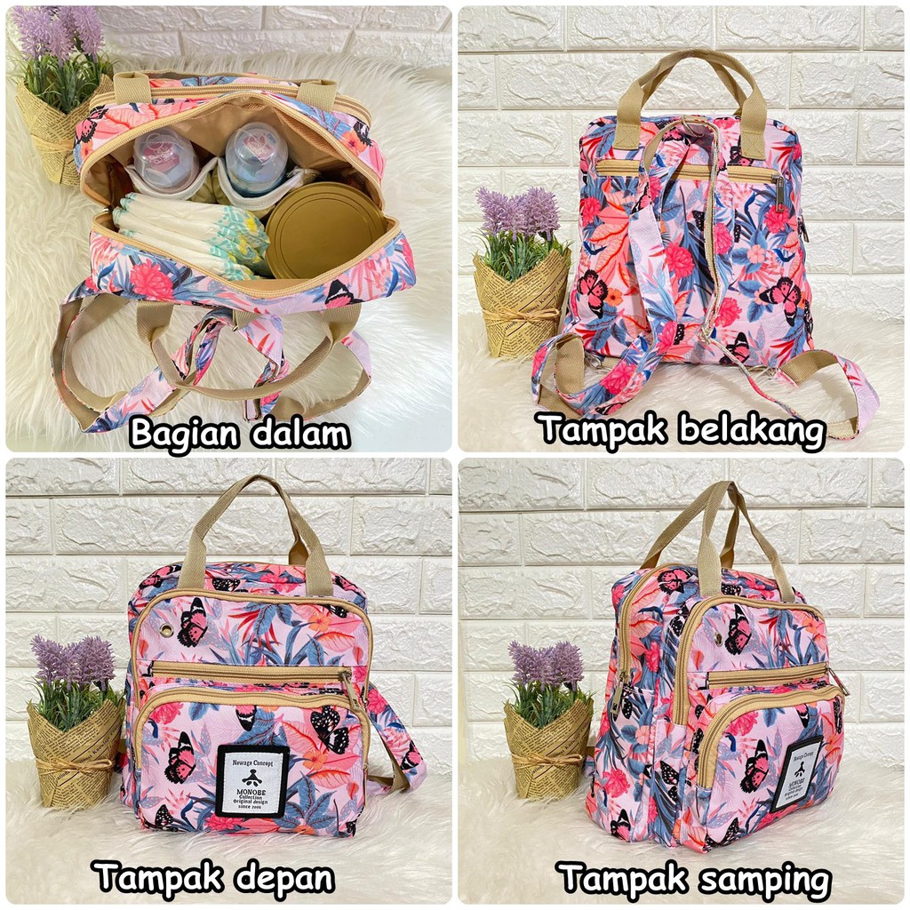 Tas Perlengkapan Bayi MONOBE Diaper Bag Motif Ukuran Sedang