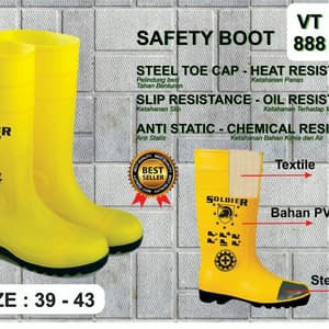 Sepatu Boot Kuning PVC Safety Rain Boots Yellow SOLDIER