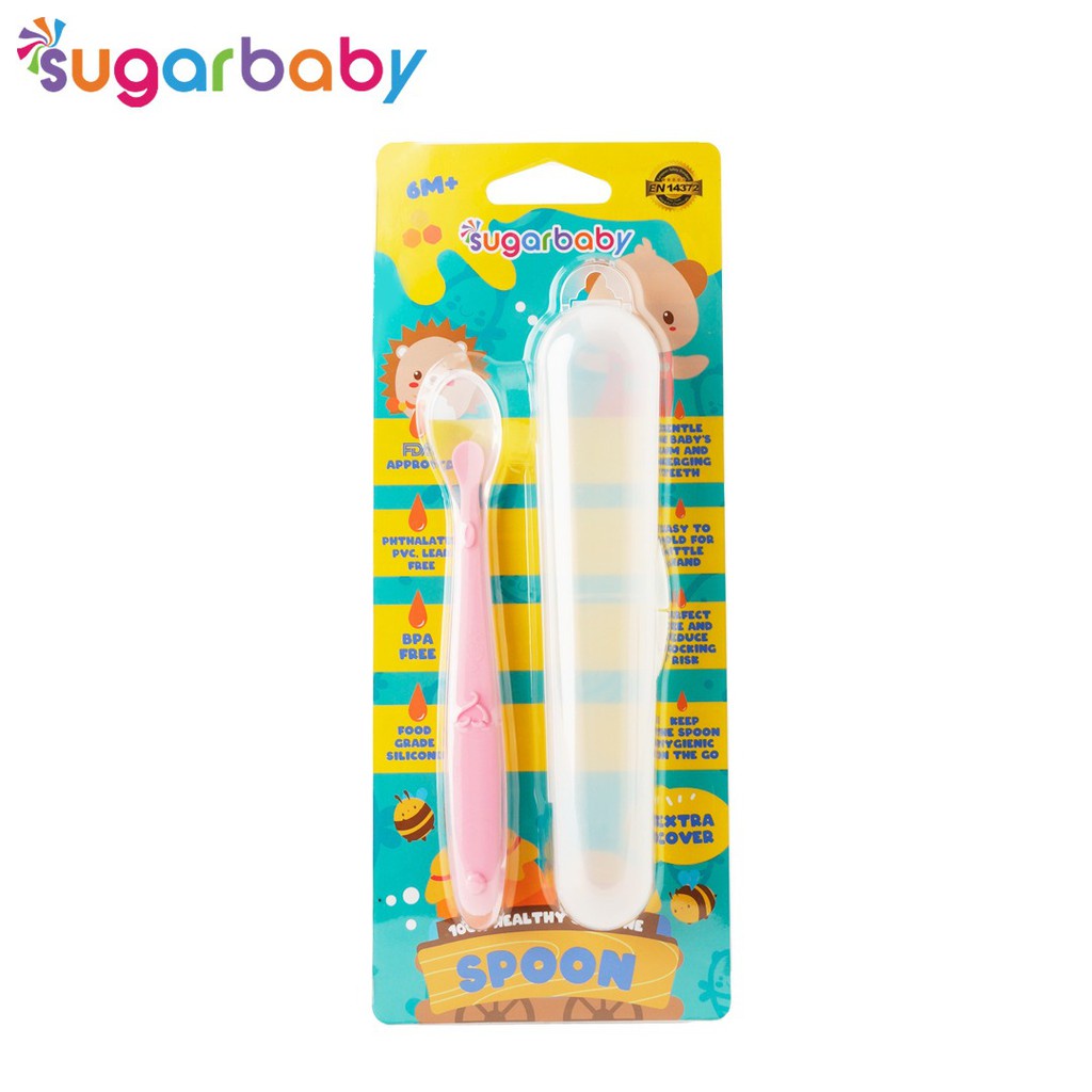 Sugar Baby Healthy Silicone Spoon With Cover / Sendok Makan Anak