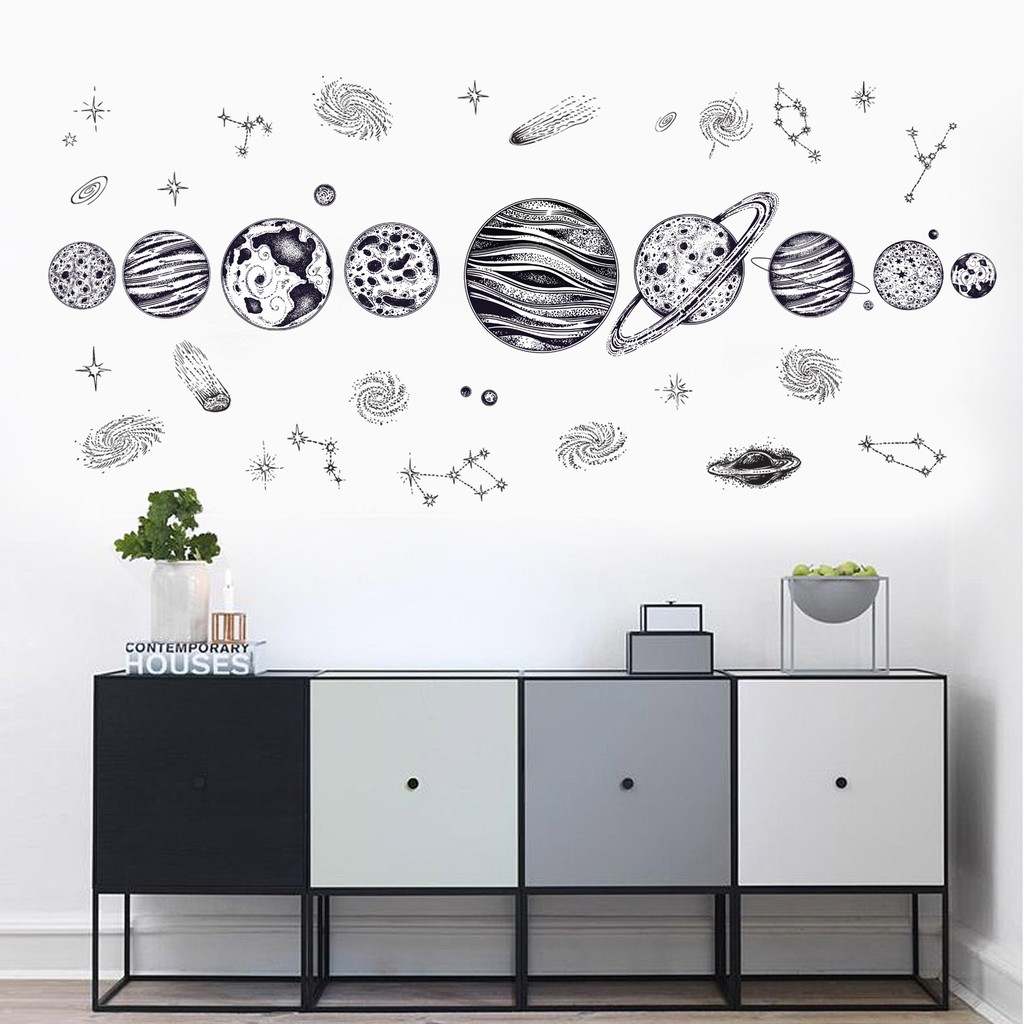 Reliza Wall Sticker Planet Luar Angkasa Tata Surya Study Anak Stiker Dinding JM7363