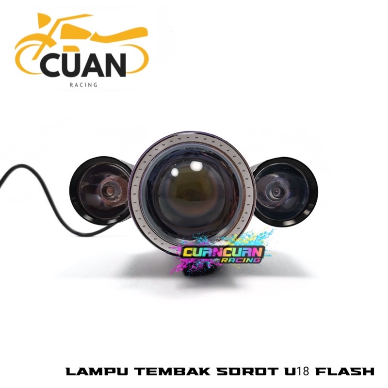 Lampu Tembak Sorot Cree U18 Flash CR7 Ae Blue De Red headlight Waterproof