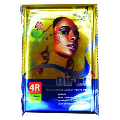 

AIFLO Kertas Photo Glossy Paper 4R 210 Gsm 60 Sheets