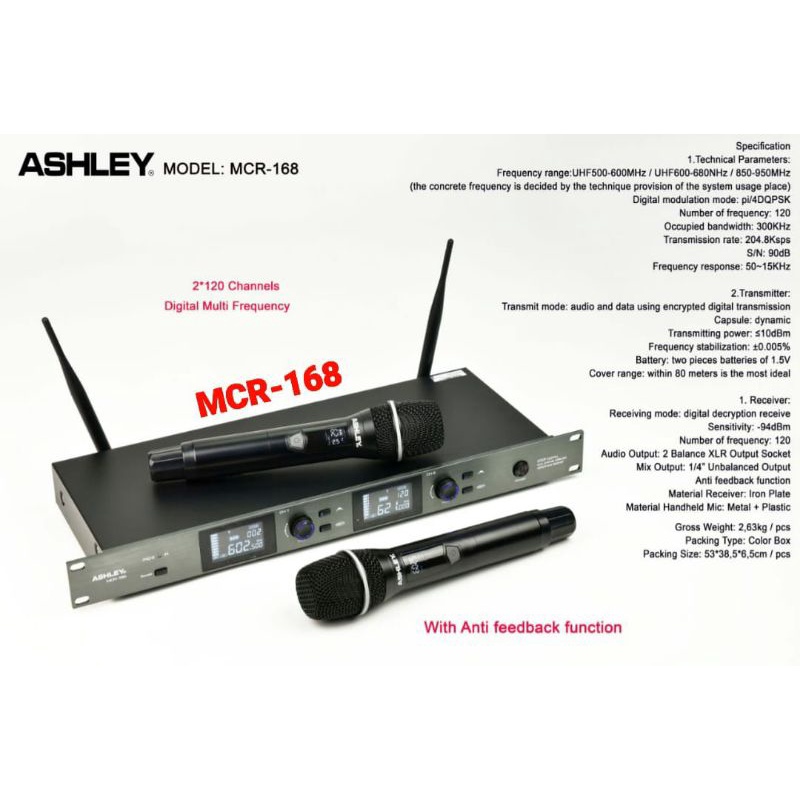 Mic Wireless Ashley MCR168 Original Ashley MCR168 Handheld MCR168