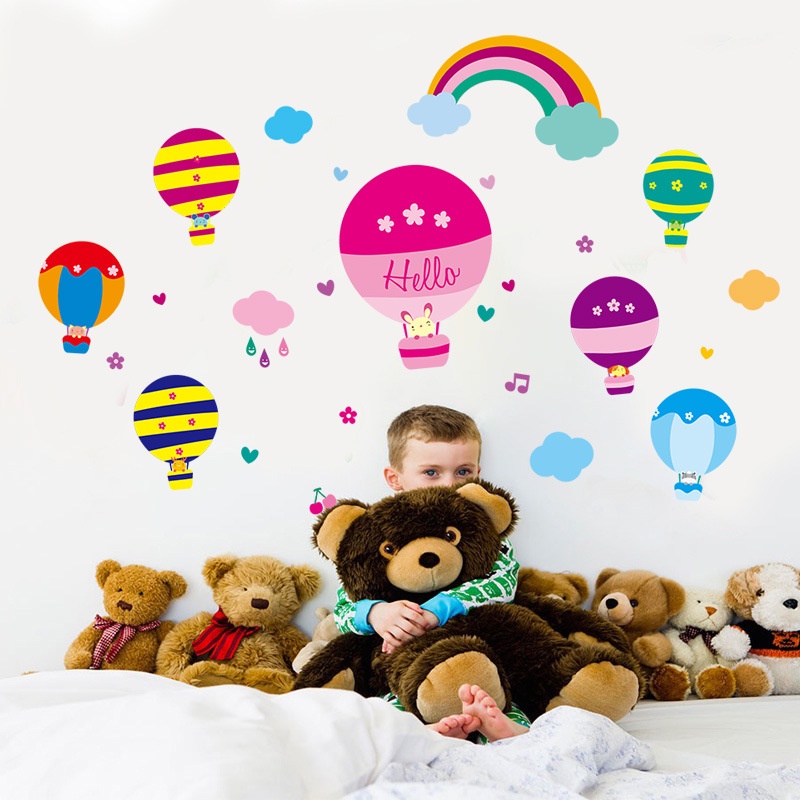 Reliza Wall Sticker Balon Udara Pelangi Anak Colourful Stiker Dinding LDR96227