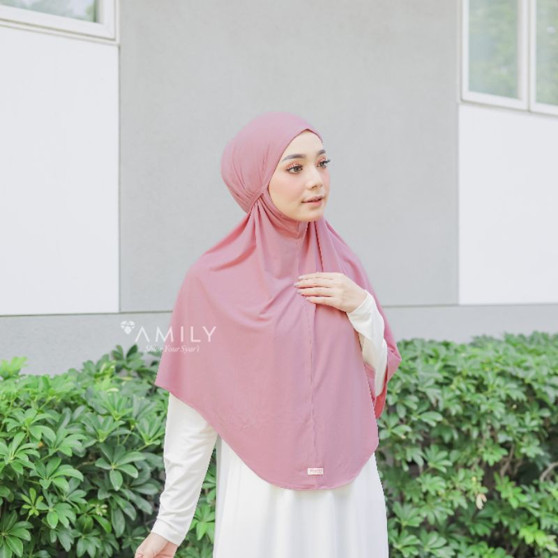 elif bergo hijab instan kekinian original amily-Powder pink