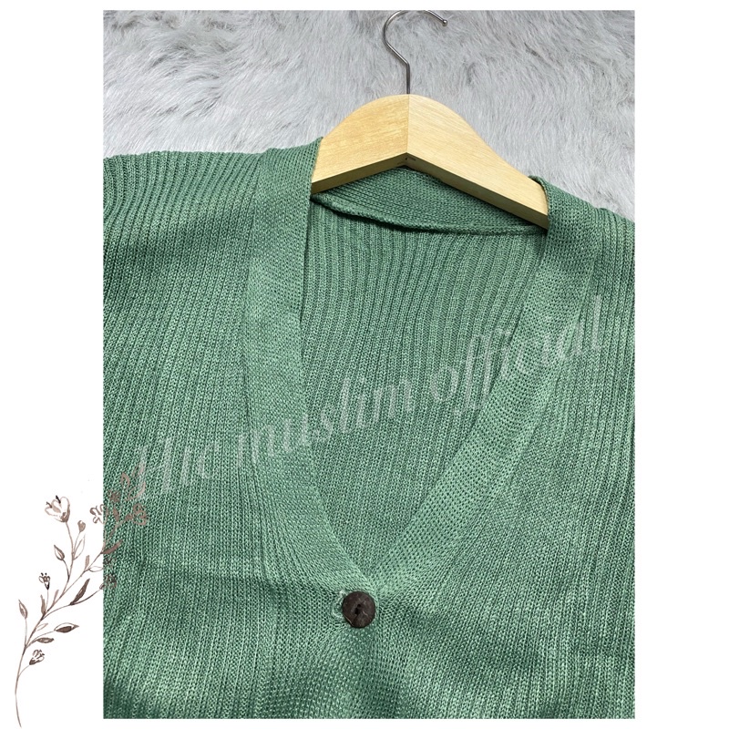 CARDIGAN RAJUT SALUR KANCING BATOK | Cardy Crop Rajut Wanita Oversize-K. BATOK MINT
