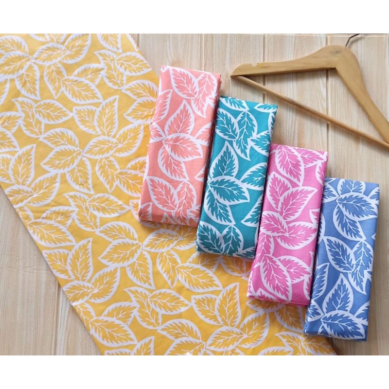 kain batik warna soft motif daun bahan baju atasan