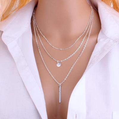 Kalung wanita Busana Korea fashion multilayer panjang berpayet antik necklace