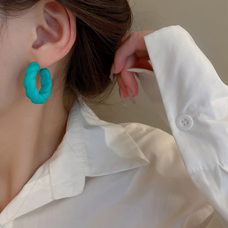 Anting Stud Bentuk C Bahan Akrilik Resin Transparan Untuk Wanita