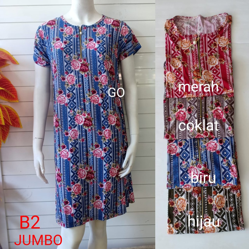 gof SR DASTER/DRESS JUMBO Wanita Casual Motif Polos Pakaian Perempuan Lengan Pendek