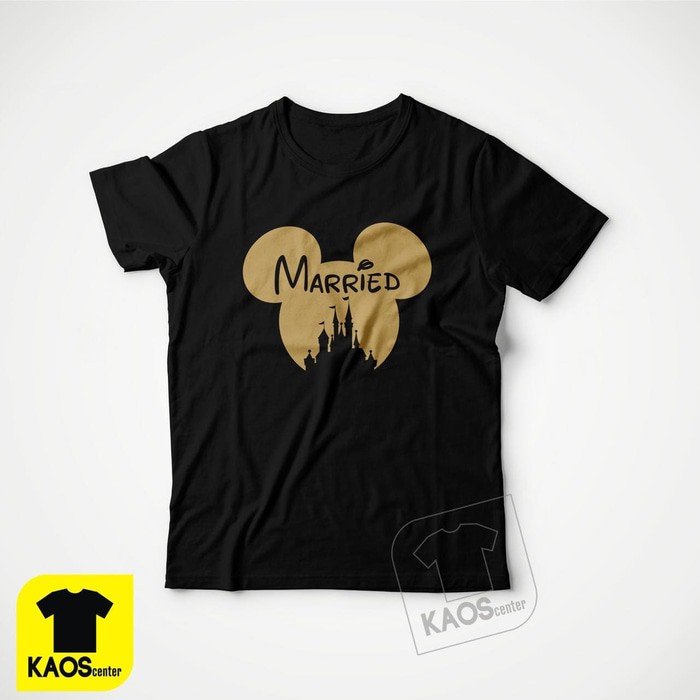 Kaos Tshirt Baju Combed 30S Distro Just Married Mickey Minnie Mouse