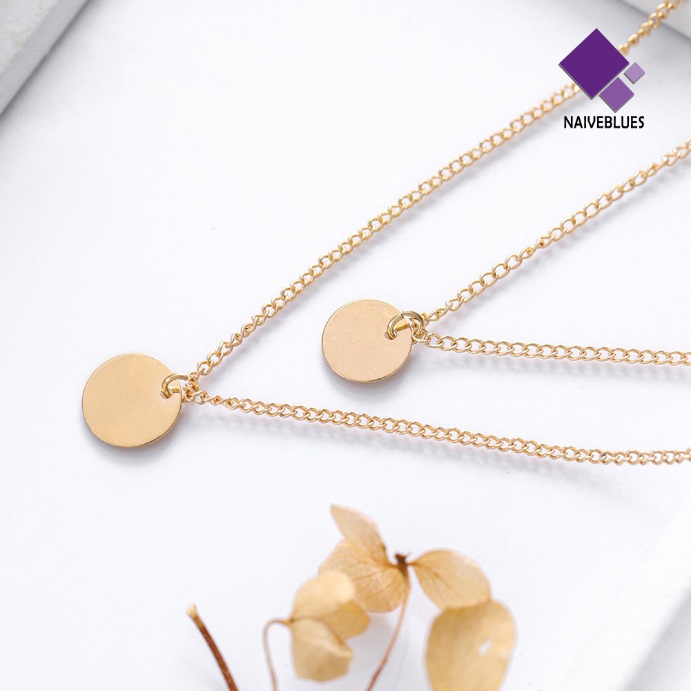 Kalung Choker Multilayer Dengan Liontin Bulat Gaya Bohemia