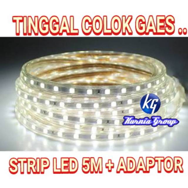 Paket 5 Meter STRIP LED + Konektor SMD 5050 Mata Besar Lampu Selang Nyala Super TERANG 5M TERMURAH