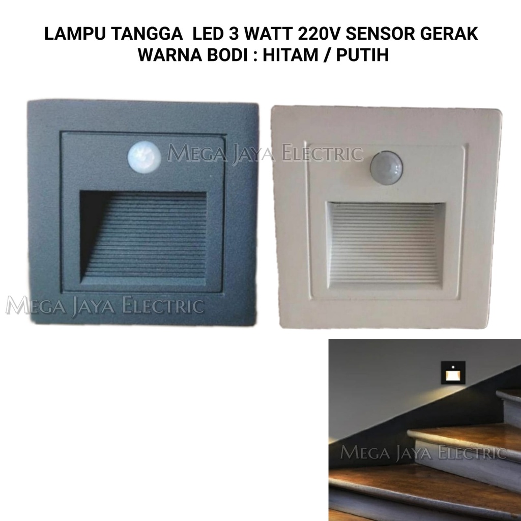 LAMPU DINDING TANGGA LED 3 WATT 220V SENSOR GERAK / OUTDOOR INDOOR