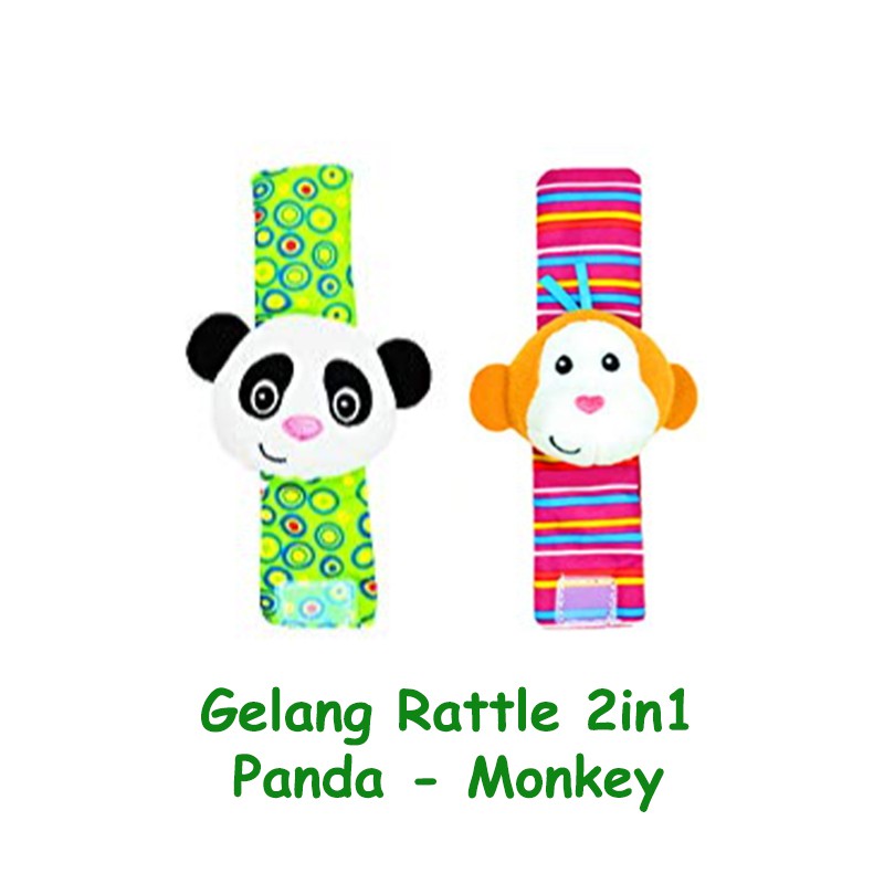 Gelang Rattle 2in1 PREMIUM Wrist Rattle Boneka Mainan Bayi Lucu Edukasi Sensori Bayi Krincingan