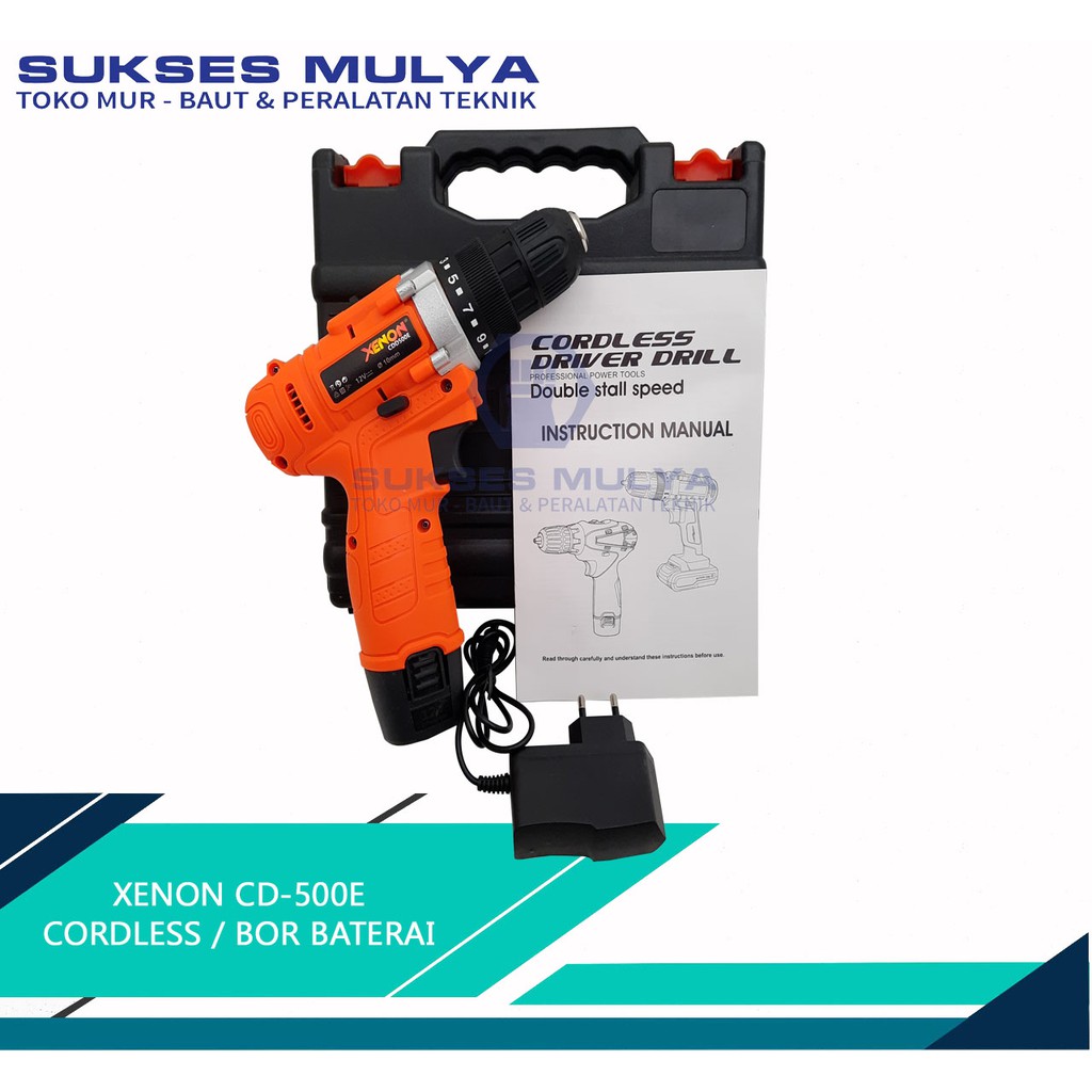 XENON CDD-500E Cordless Bor Charger Mesin Bor Baterai Portable