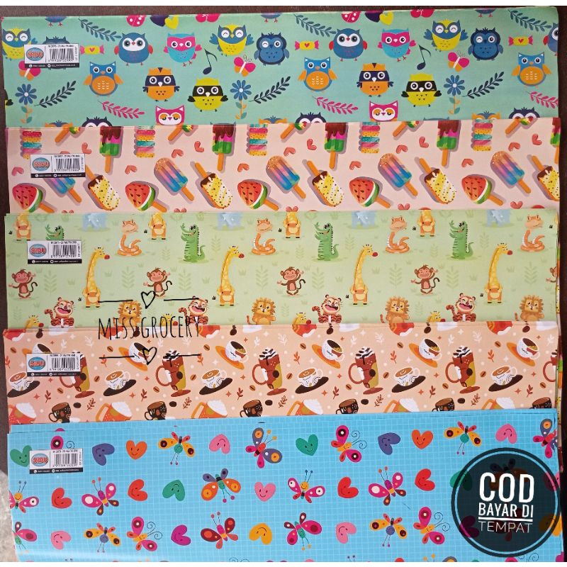 KERTAS KADO SIDU KIKI ORIGINAL GLOSSY MOTIF MURAH ECER UKURAN 49X60cm