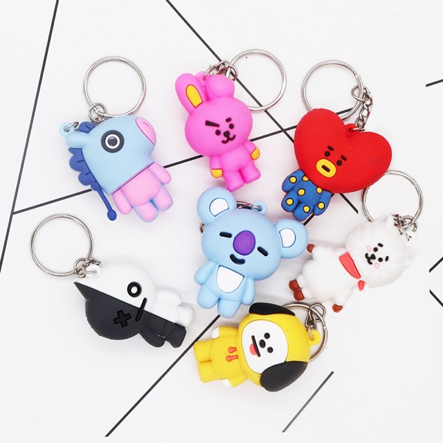 Cartoon KPOP BTS BT21 Keychain Popular Pendant Small Gift Mini Figure BTS Doll keyring