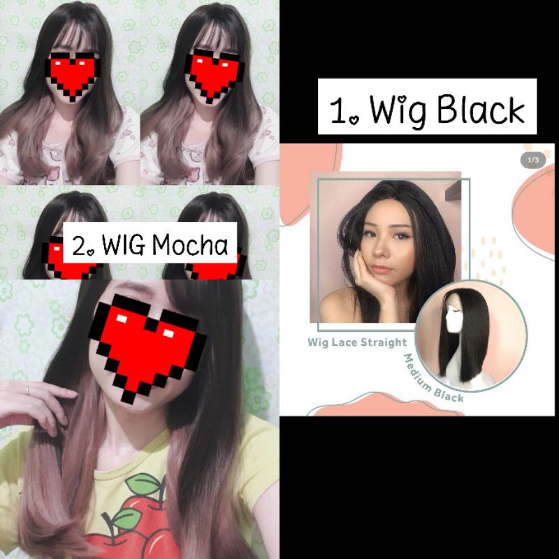 WIG LACE STRAIGHT MEDIUM BLACK & MOCHA (PRELOVED)