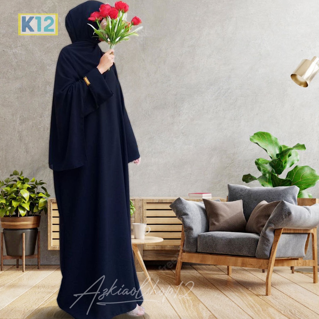 ABAYA BASIC GAMIS ARAB LONG DRESS JUMBO POLOS HITAM