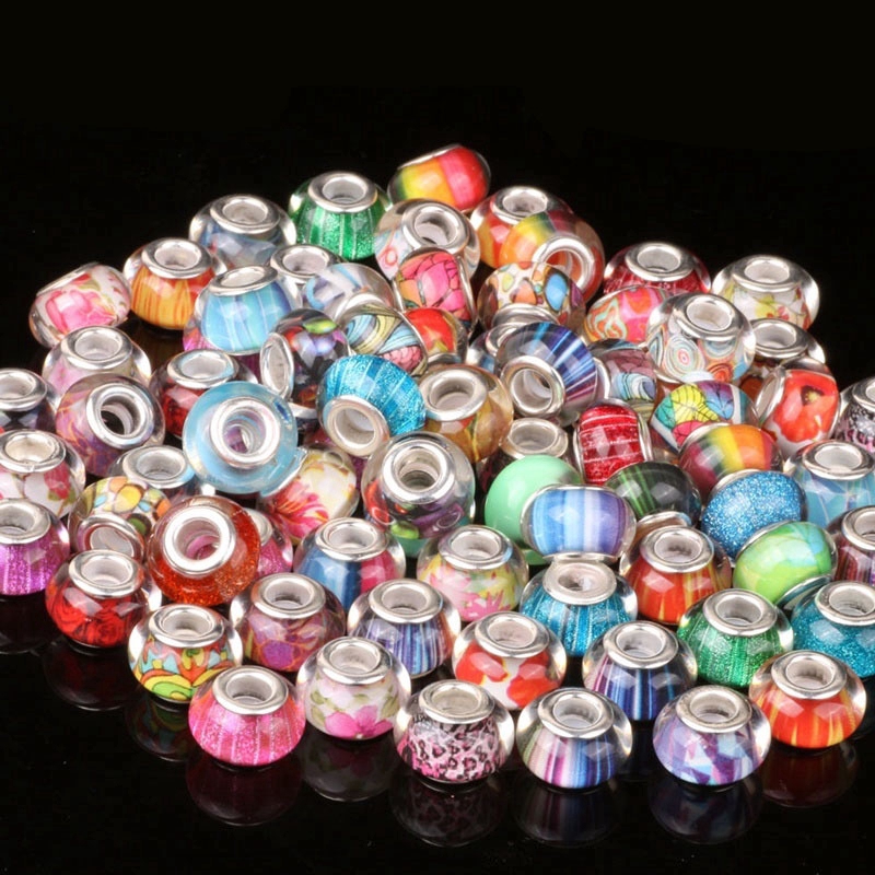 20pcs Manik-Manik Model Mixed Big Hole Ukuran 5mm Untuk Gelang Kaki