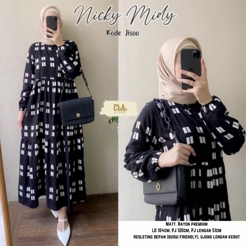 NICKY MIDI DRESS RAYON MOTIF TERMURAH