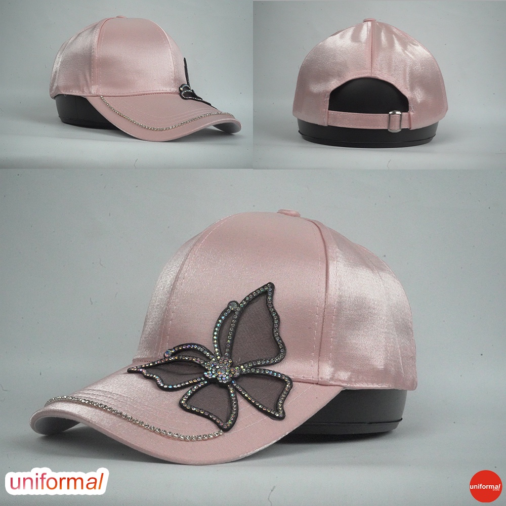 Topi Wanita Topi Fashion Gaya Jepang Korea Wanita Topi Baseball Bisbol Besbal Import Impor Motif Kupu Kupu Manik Manik Original Produk HIGH QUALITY