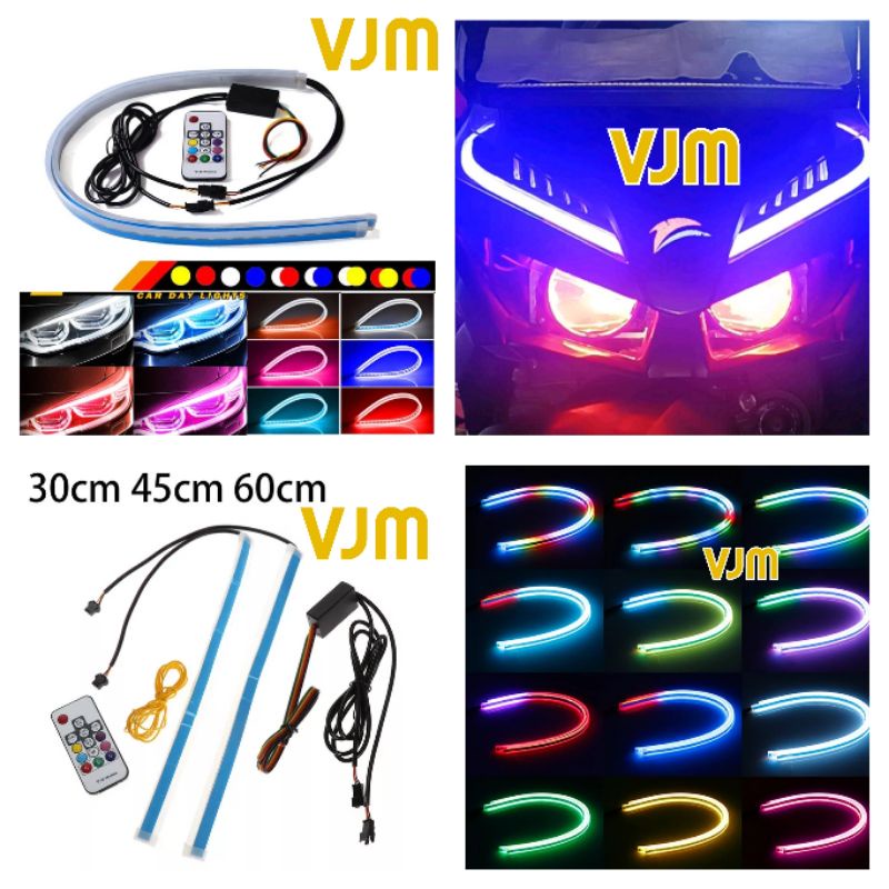 Lampu alis Led DRL Plus Remot RGB 30 cm 60 cm Vario Beat R15 R25 Nmax Aerox Plus modular