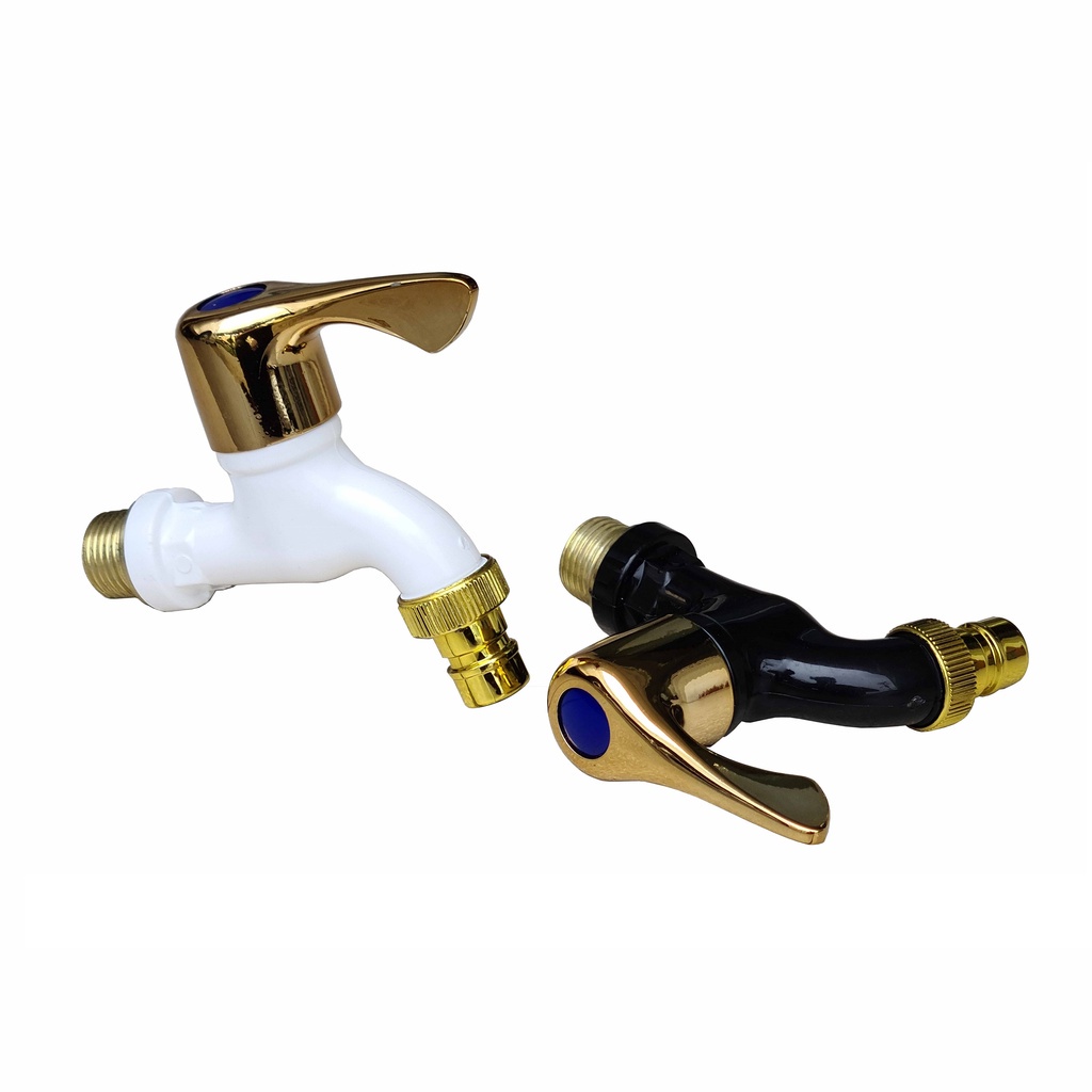 Kran Air Plastik 1/2&quot; Drat Kuningan Keran Taman 1/2 Inch Engkol Gold ABS