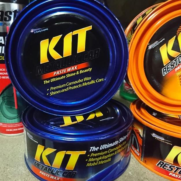 New KIT CAR WAX PASTE KALENG BIRU METALLIC 225g PEMBERSIH DAN PENGKILAP BODY MOBIL & MOTOR .