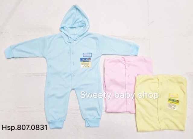 3 pcs Jumper bayi polos lengan panjang kaki tutup kaki buka baby katun