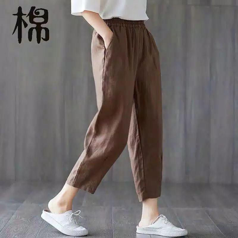 Cora pants cigarete//Celana Wanita Katun Linen Original