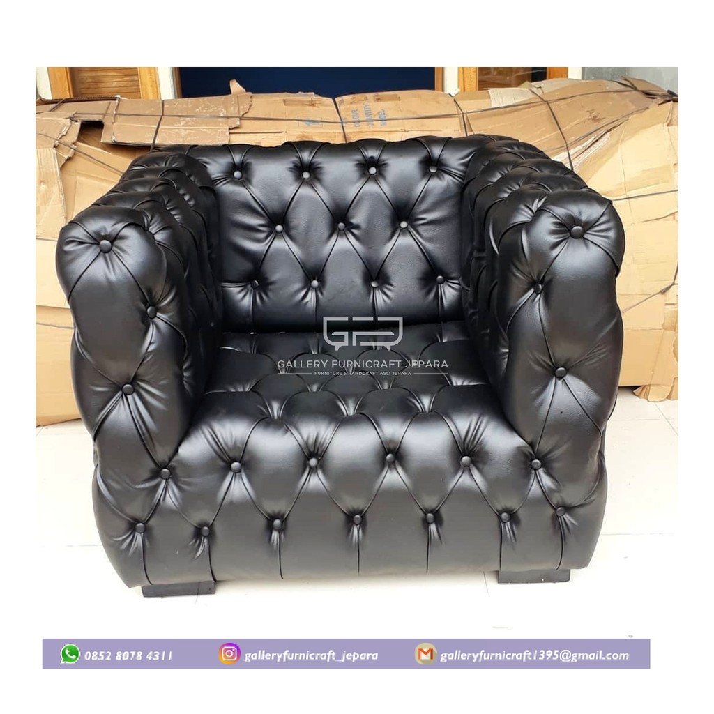 Sofa Chesterfield Black Oscar 80x80 cm