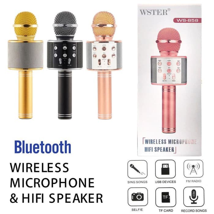 PROMO!!!! [COD] Mic Bluetooth ws 858 Wireless Mikrofon Speaker - Mix Bluetooth WS858 - Mic Karaoke Smule