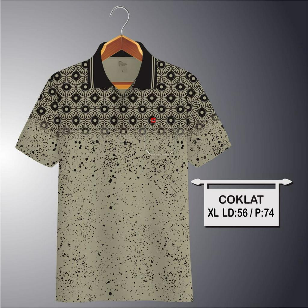 Noveli wear - Kaos kerah pria | kaos korea katun saku dewasa motip full print | kaos polo batik kode 03