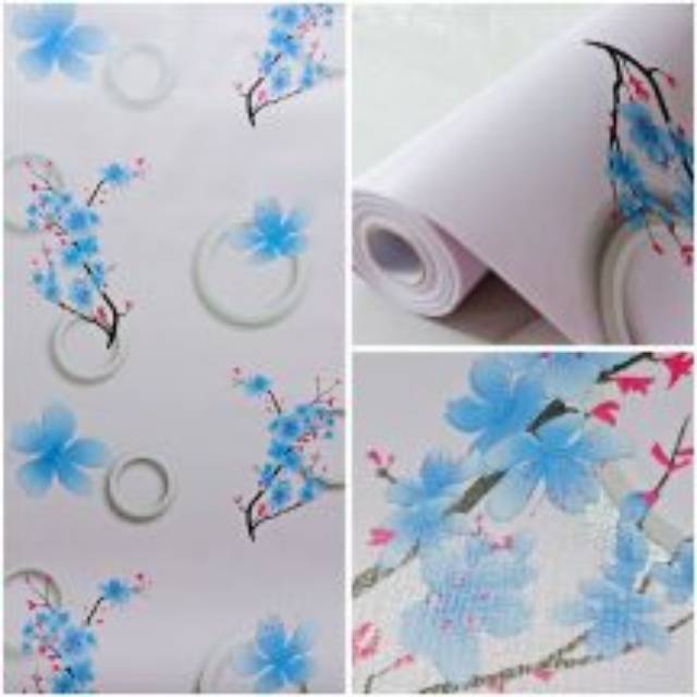 Grosir walpaper stiker dinding 3d motif bunga earna putih