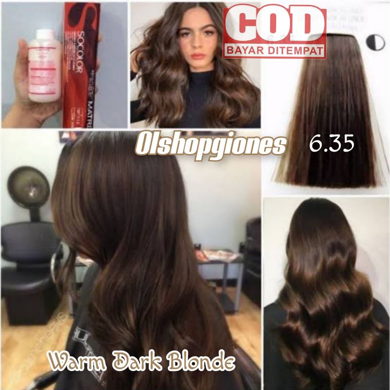 Cat Rambut Matrix Socolor 6.35 Warm Dark Blonde + Oxydant campuran menutup uban wonder hair color