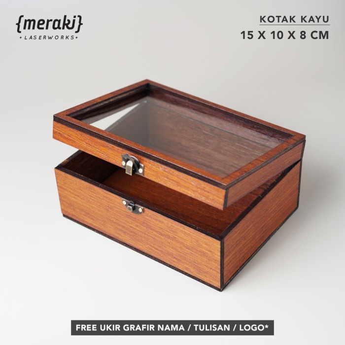 Kotak Kayu Akrilik 15X10X8 Engsel / Box Kayu Akrilik Custom Tulisan