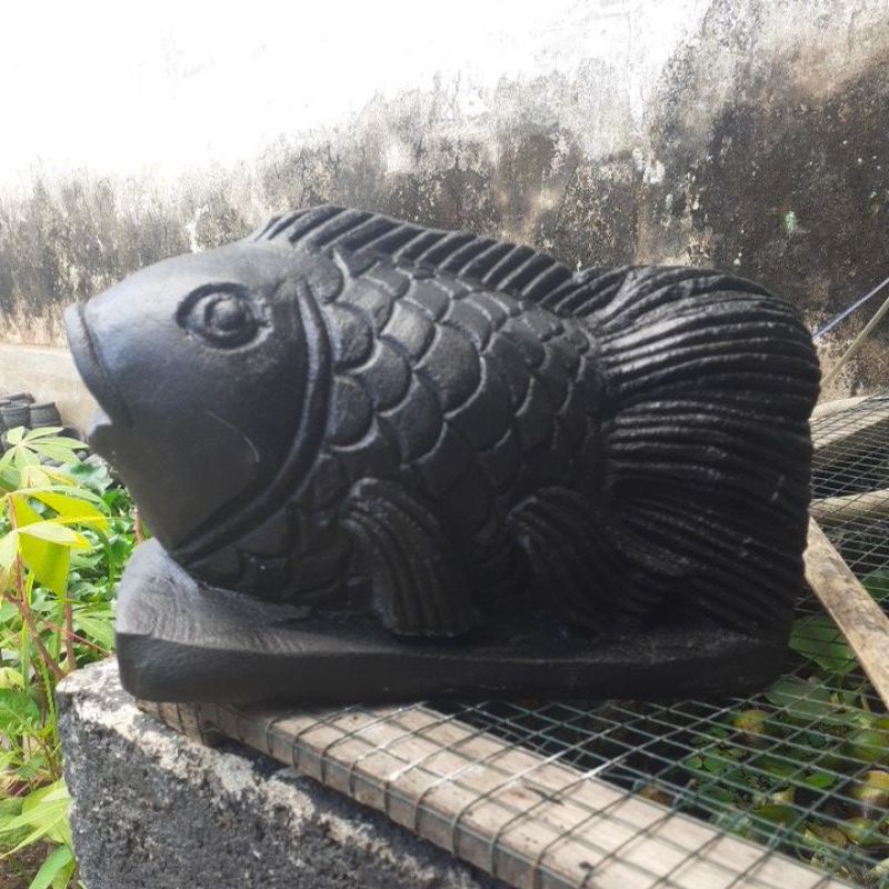 PATUNG IKAN KOKI 23 CM BAHAN BATU ALAM TERMURAH
